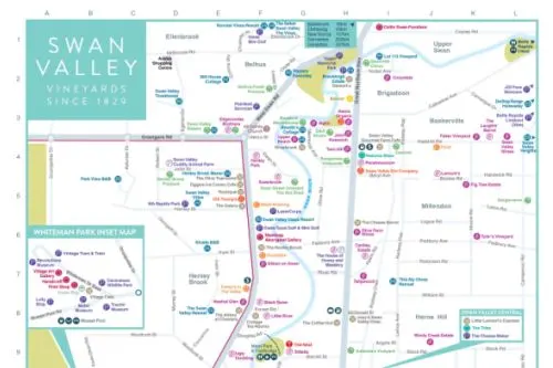 Map of swan valley distilleries